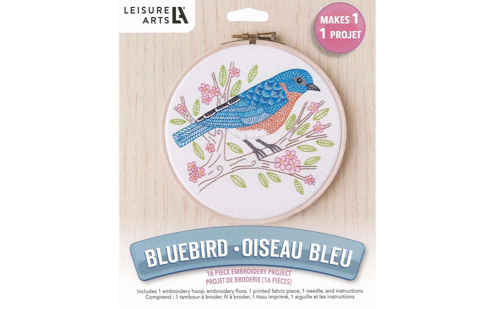 Leisure Arts Embroidery Kit 6 Blue Bird - embroidery kit for beginners -  embroidery kit for adults - cross stitch kits - cross stitch kits for  beginners - embroidery patterns